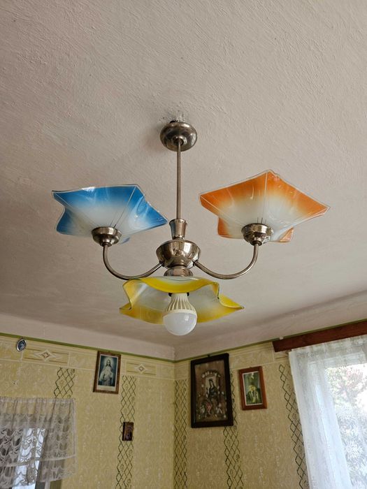 Lampa wiszącą,  żyrandol, PRL, zabytkowa,