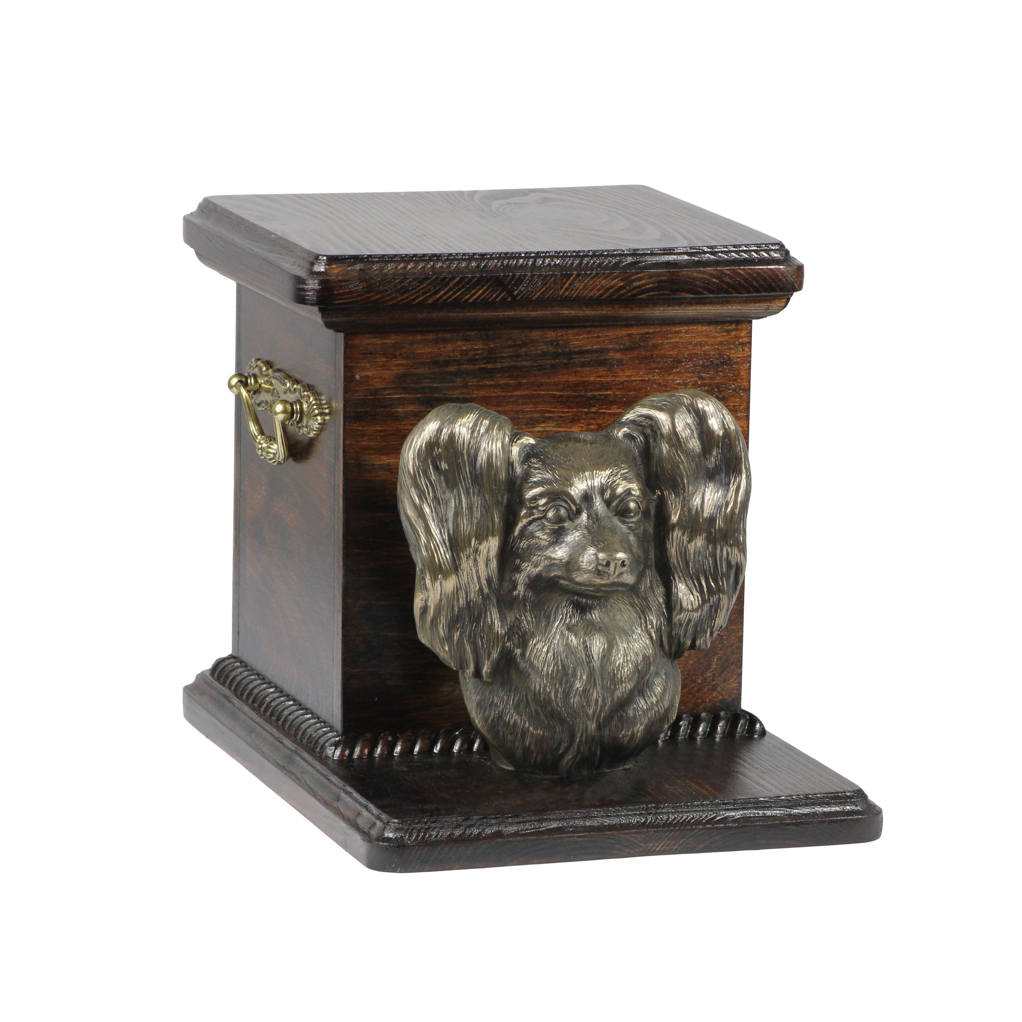 Papillon urna wykonana z drewna z psem Art-Dog