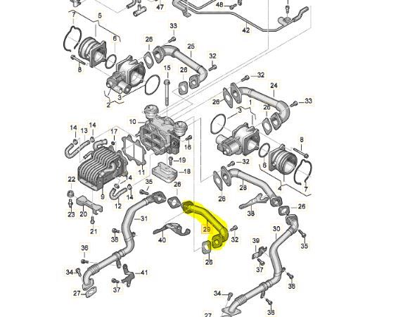EGR VW Touareg GP выдпрацьованих газів трубка патрубок Туарег таурег