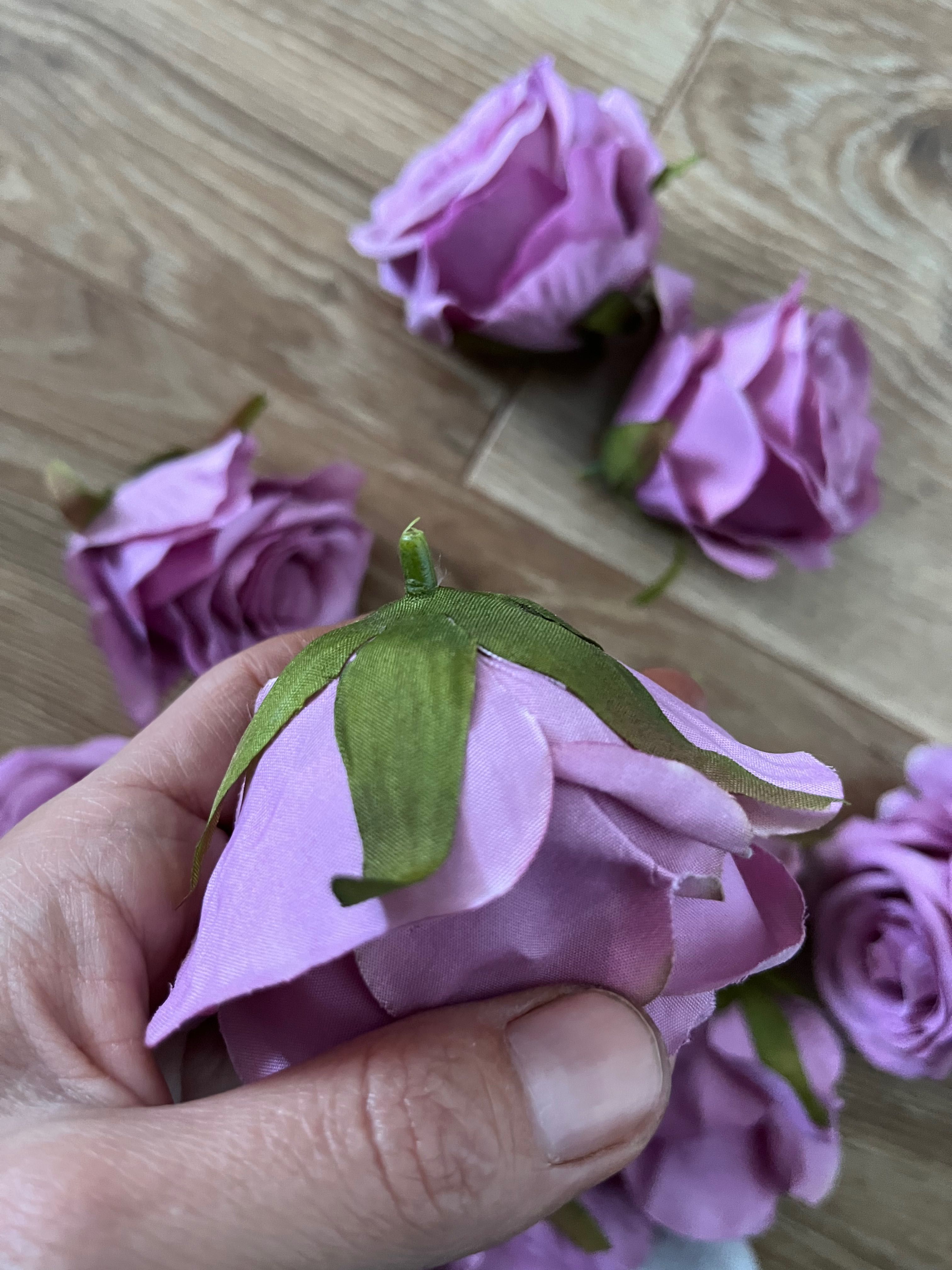 Róża główka nowa 17 sztuk fiolet kwiaty