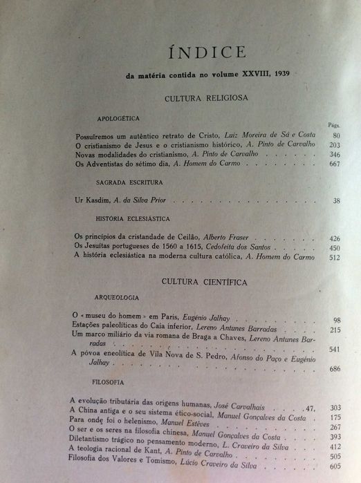Brotéria. Revista Contemporânea de Cultura ,1932. Ver índice.