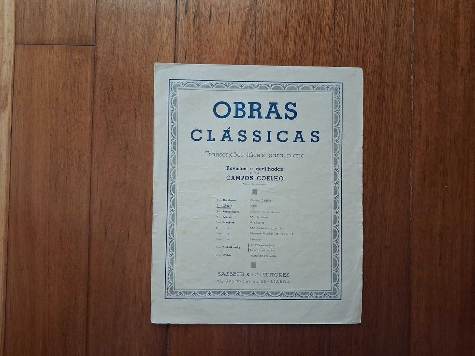 Conjunto 6 Partituras para Piano - Música Clássica - Campos Coelho