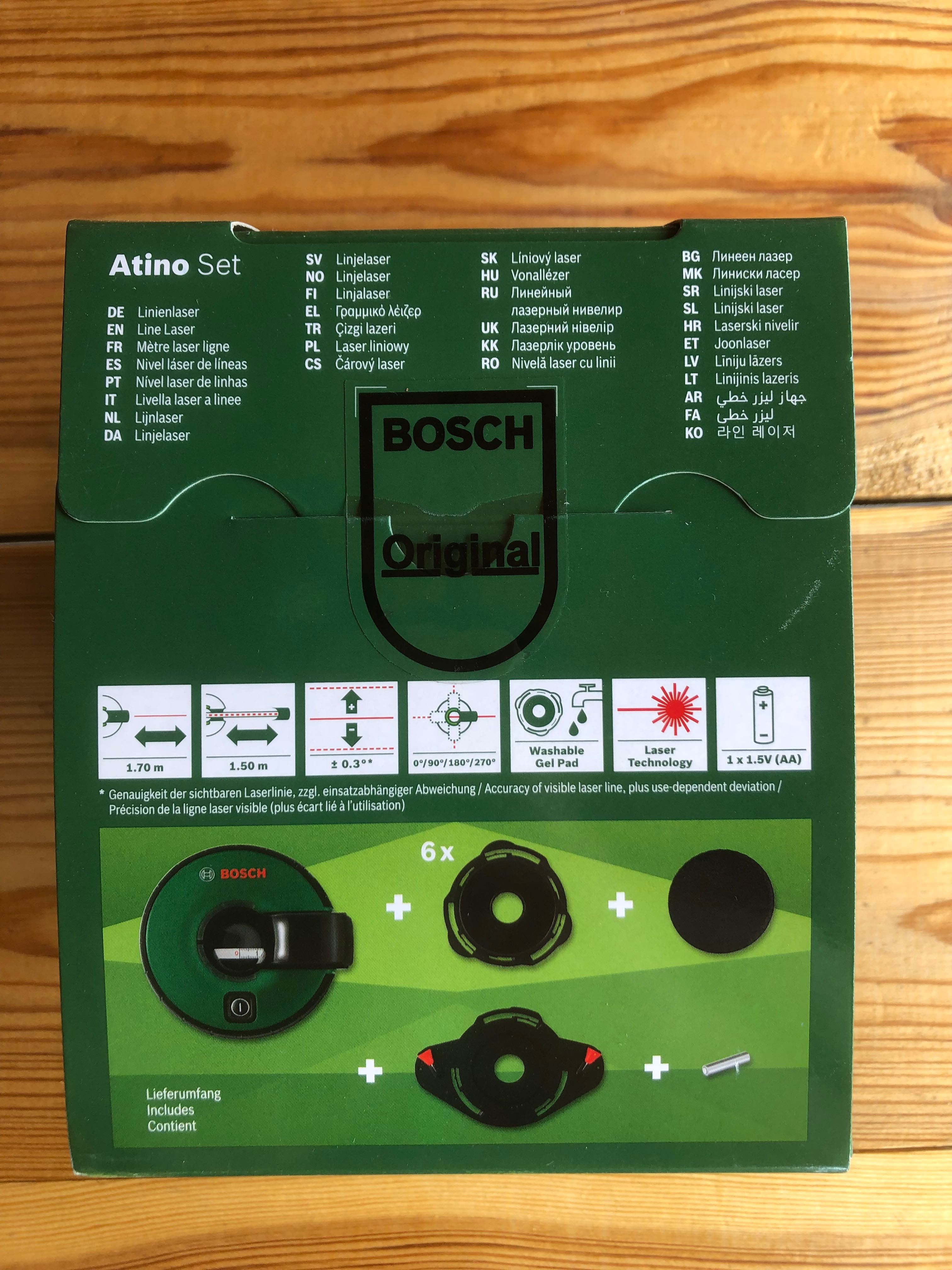 Bosch Atino poziomice, laser liniowy z miarą Set + nakładek-nowy