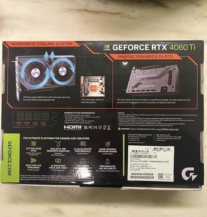 Nvidia Gigabyte GeForce RTX 4060 Ti WINDFORCE OC 8GB GDDR6