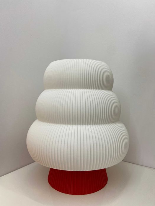 Nowoczesna lampka – unikatowa, handmade, biało-czerwona elegancja