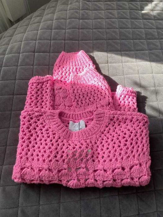 Sweter ZARA różowy ażurowy r. 36