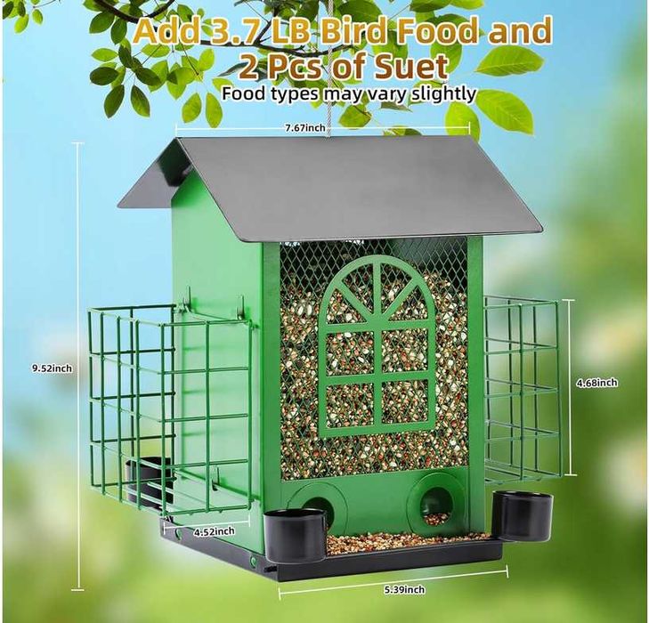 Karmniki dla ptaków na zewnątrz, metalowy z podwójnym klatką