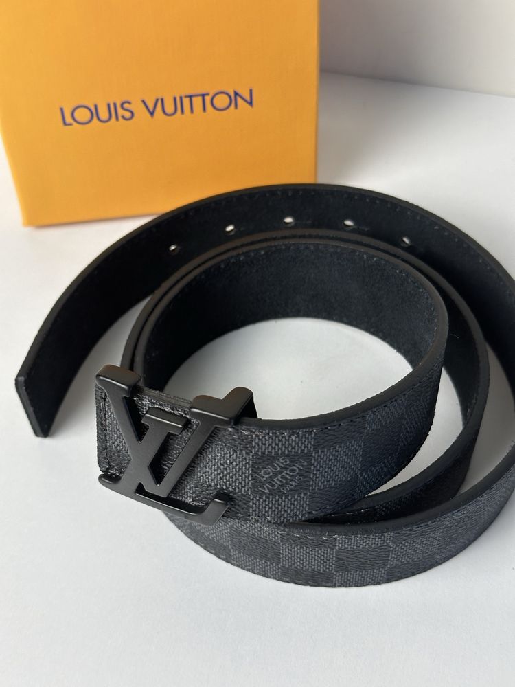 Skórzany pasek Louis Vuitton czarny Damier Graphite Skóra naturalna lv