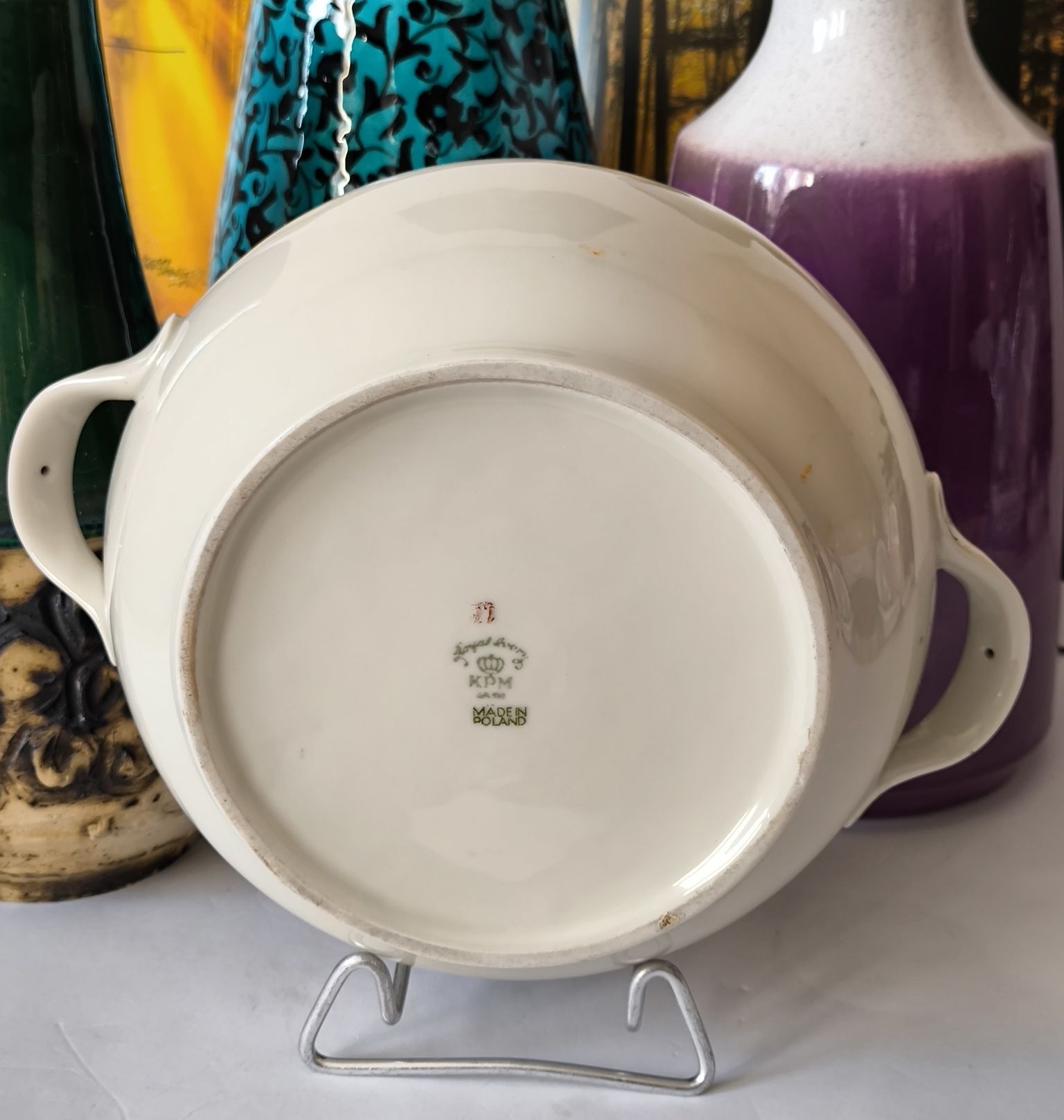 Waza KPM  osłonka na zioła piękna stara porcelana ecru Royal Ivory