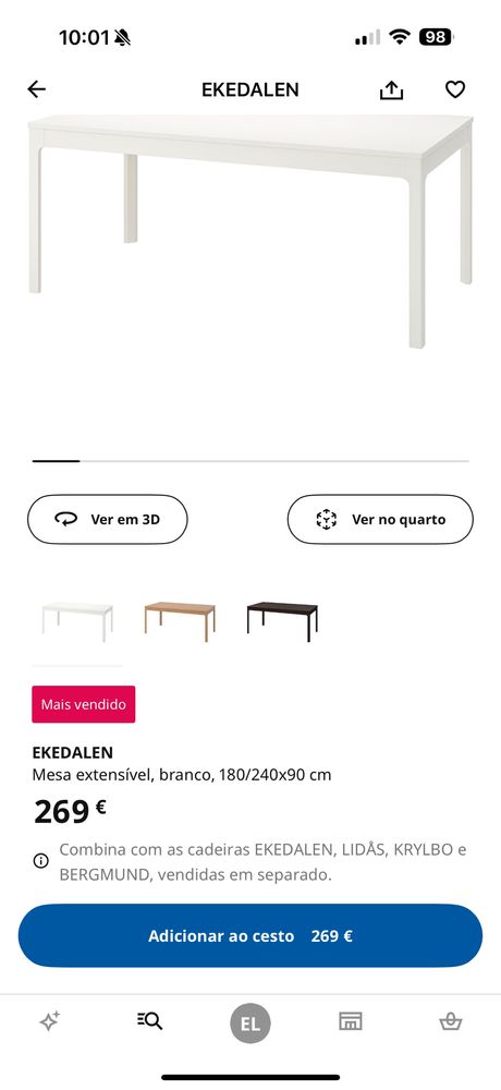 Mesa extesiva  grande 180: