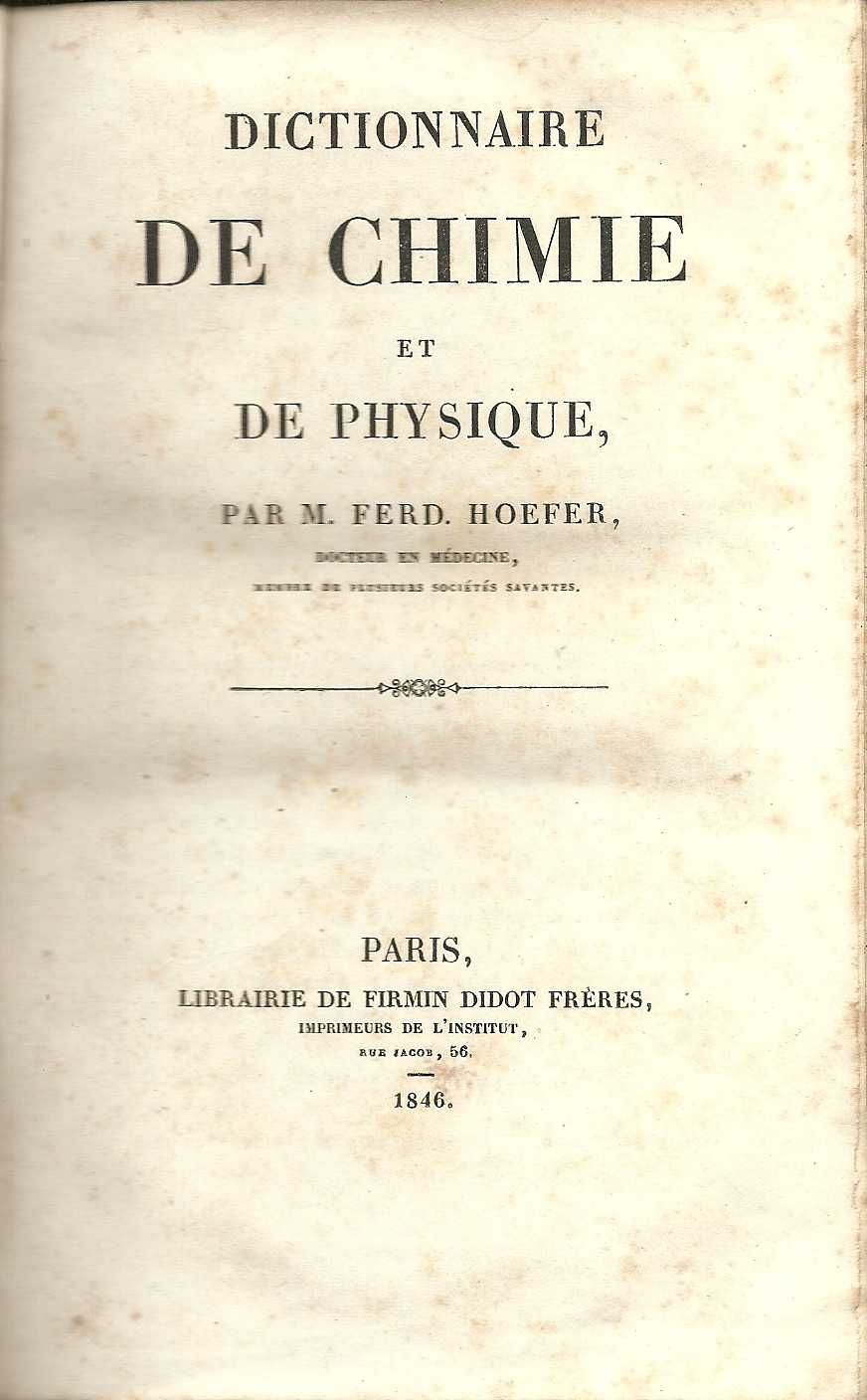 Dictionnaire de Chimie et de Physique (1846)