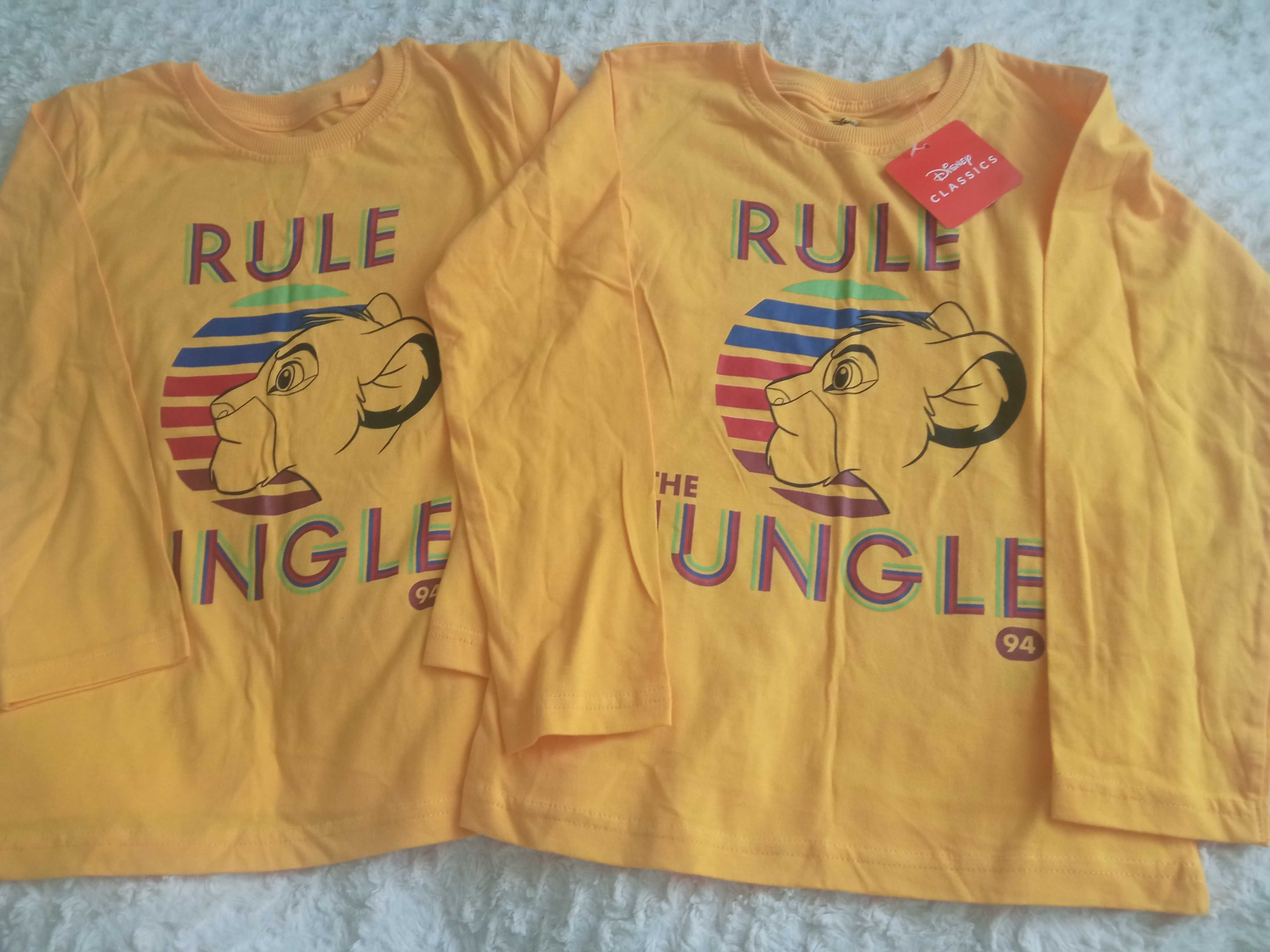 2 szt. nowe bluzki koszulki Król Lew Disney 122-128 żółte