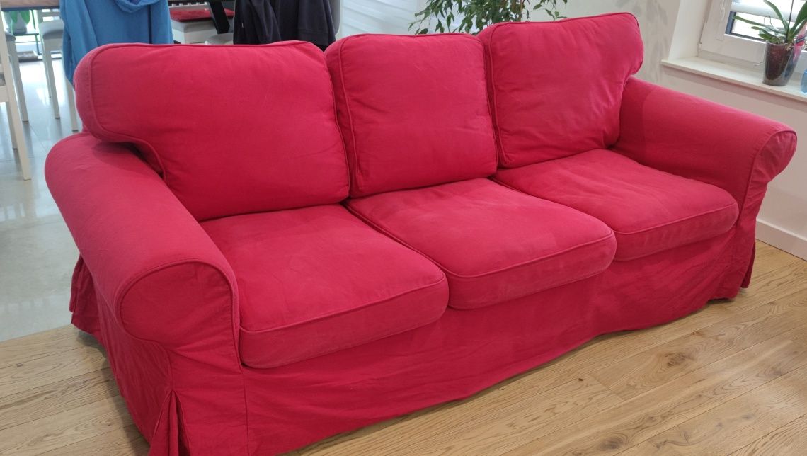 Sofa 3-osobowa Ektorp Ikea, nierozkładana, czerwona