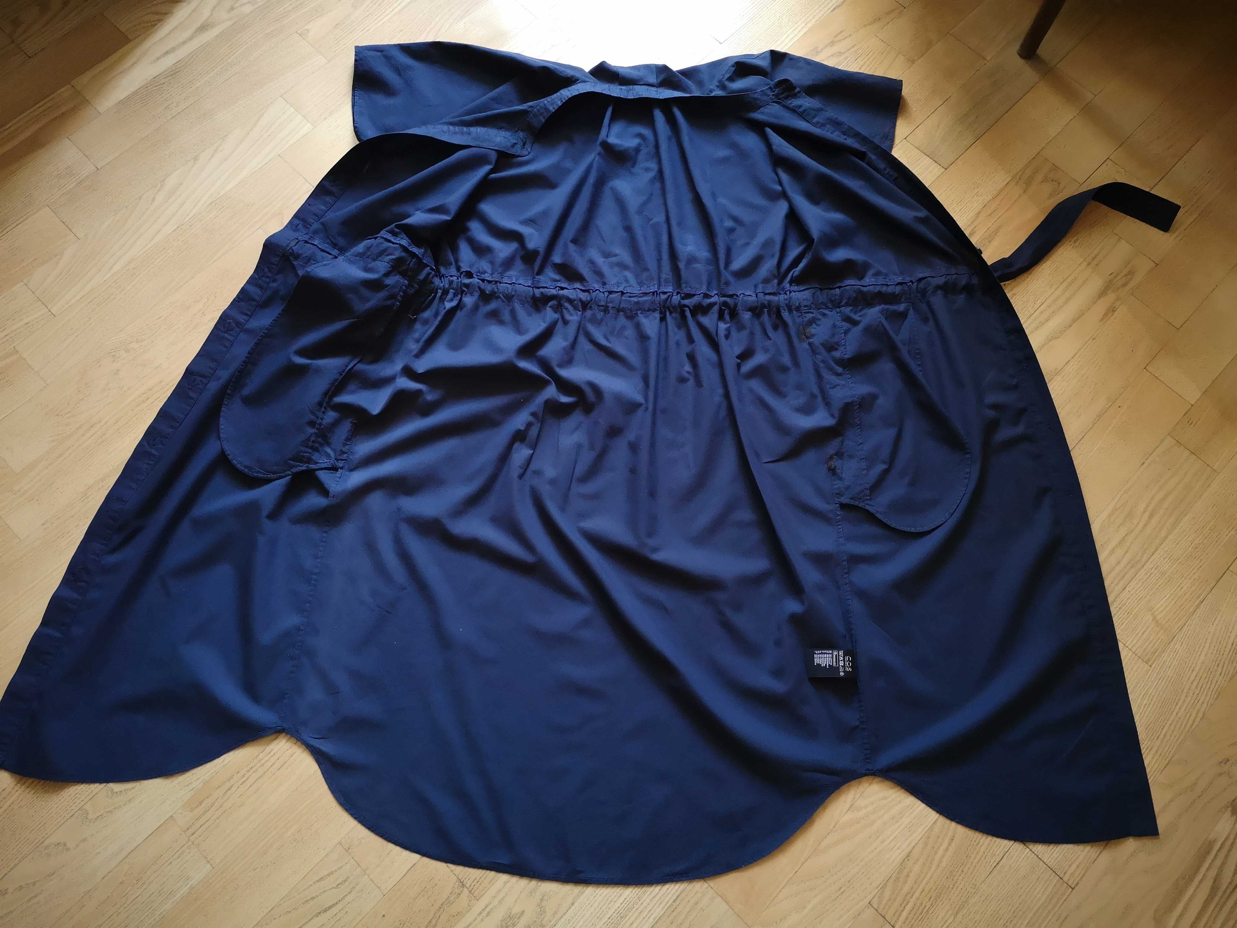 COS сукня сорочка міді темносиній колір розмір XS (оверсайз)