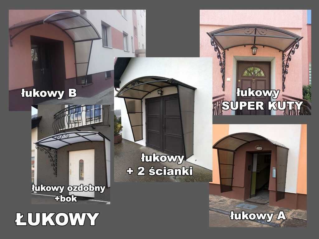 Daszek nad drzwi  łukowy zadaszenie kuty, czarny, brązowy ,antracyt