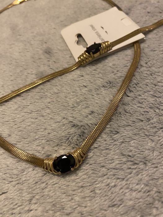 Naszyjnik bransoletka czarny kamień stainless steel