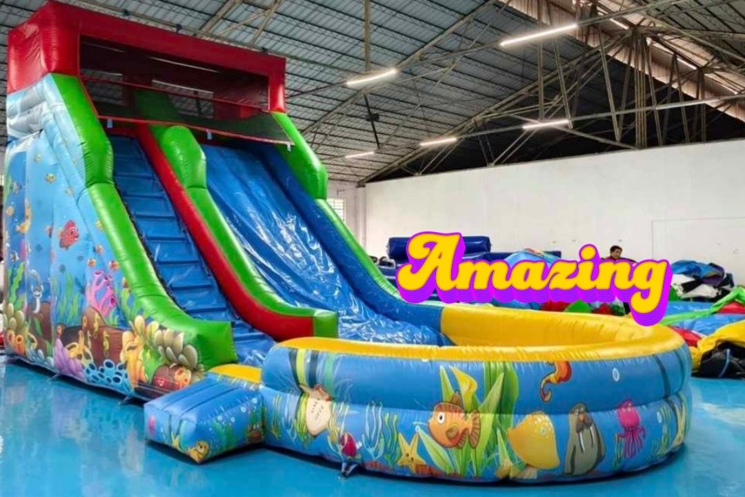 Wynajem dmuchańce piana party zjeżdżalnie Miś 2,6m animacje wodny