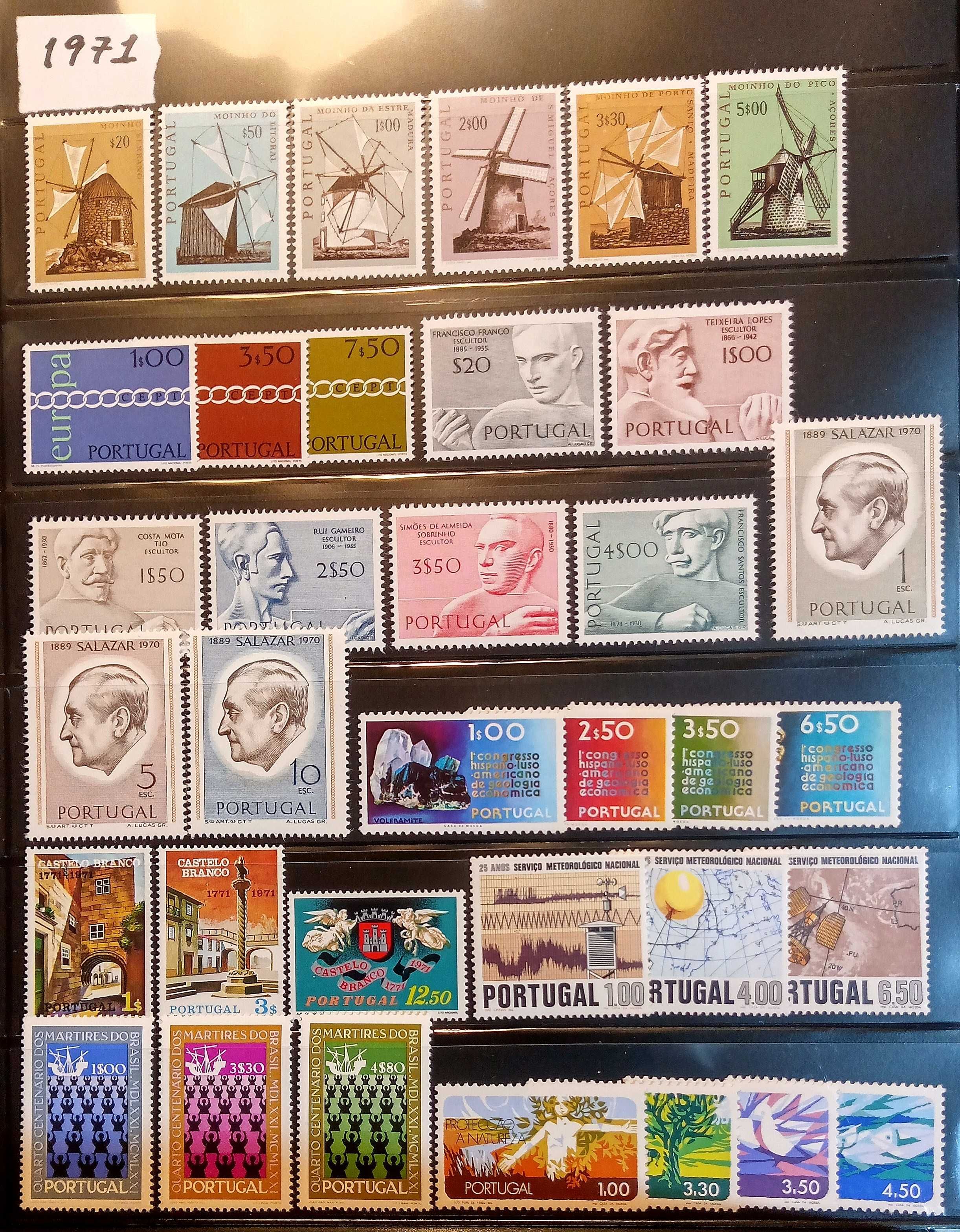 Selos de Portugal 1971 ano completo