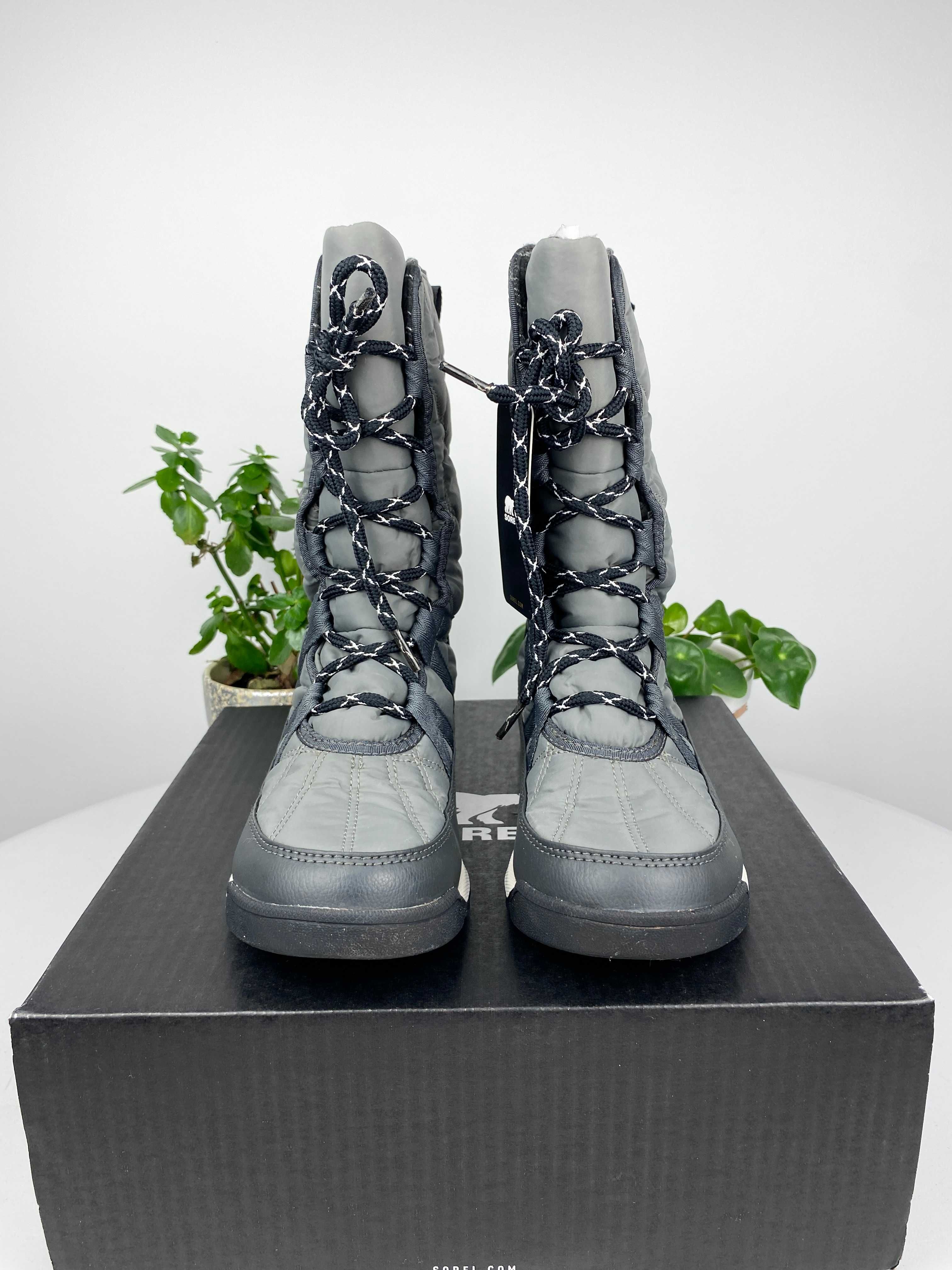 czarne szare buty śniegowce sorel Whitney II Tall Lace Wp r. 37 n42