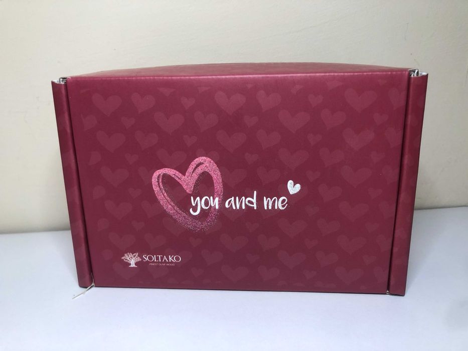 Prezent Na Walentynki Połączone Miłosne Serca Drewno Oliwne PREMIUM