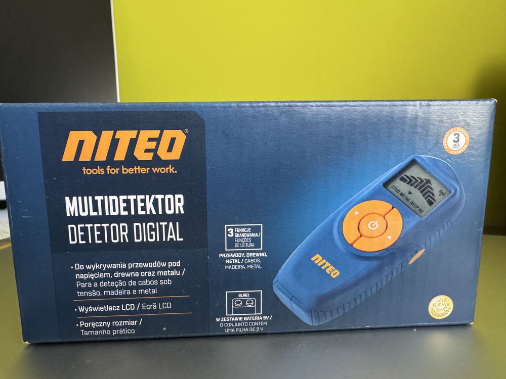 Multidetektor (drewno, przewody, metal) nowy, 3 lata gwarancji, parag