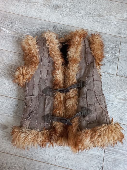 Bezrękawnik kamizelka skóra futro futerko wełna unisex onesize