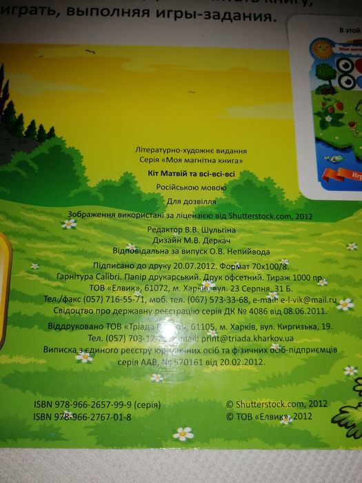 Моя магнитная книга. Кот Матвей и все-все-все. Книга для детей.