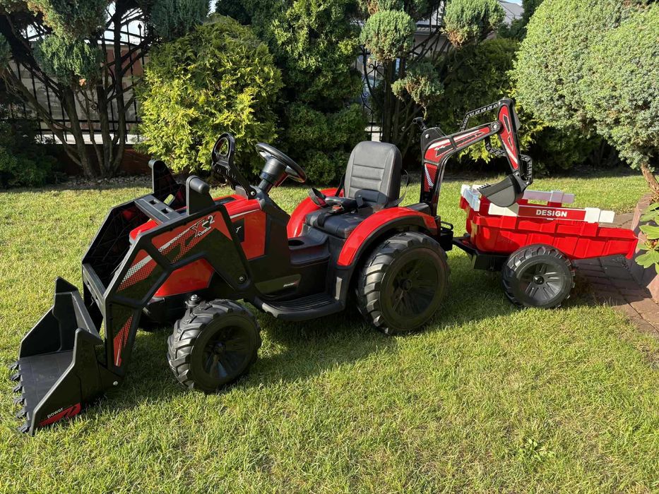 TRAKTOR na Akumulator Dla Dzieci 2X200W 24V Przyczepka Spychacz Kopara