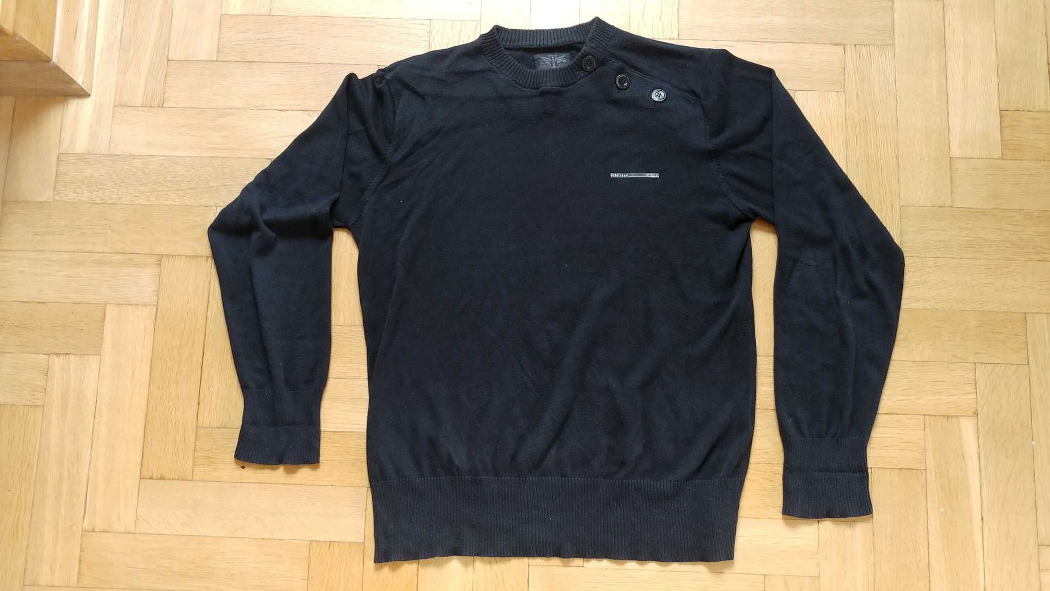 Sweter męski Firetrap, czarny, z guzikami, rozmiar XXL (raczej L)