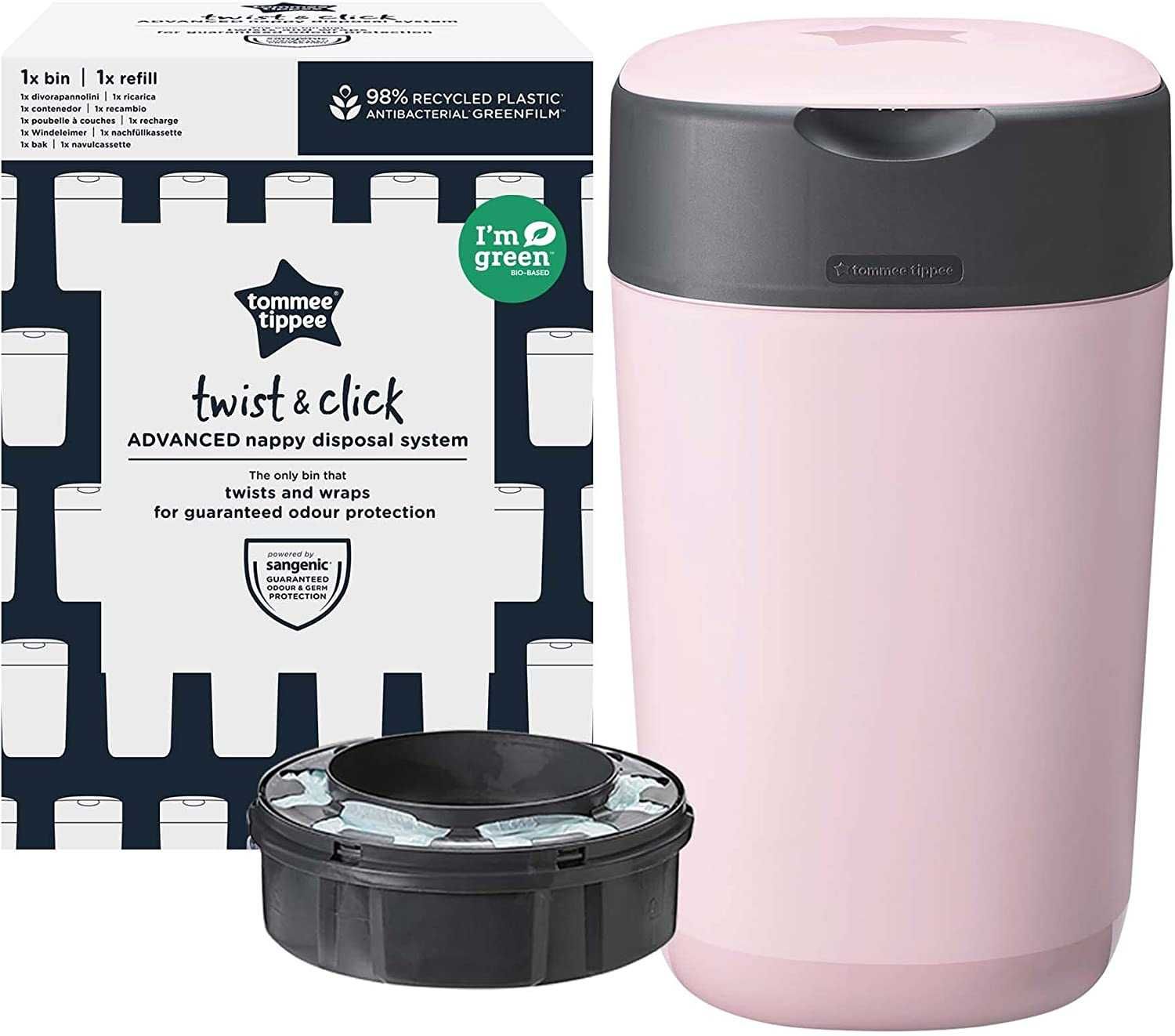 Tommee Tippee caixote fraldas Twist And Click, NOVO