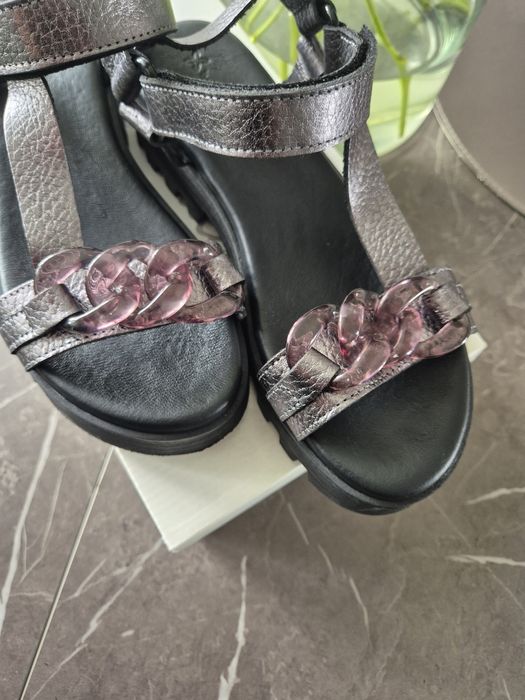 Sandały Maciejka 38 srebrny grafit