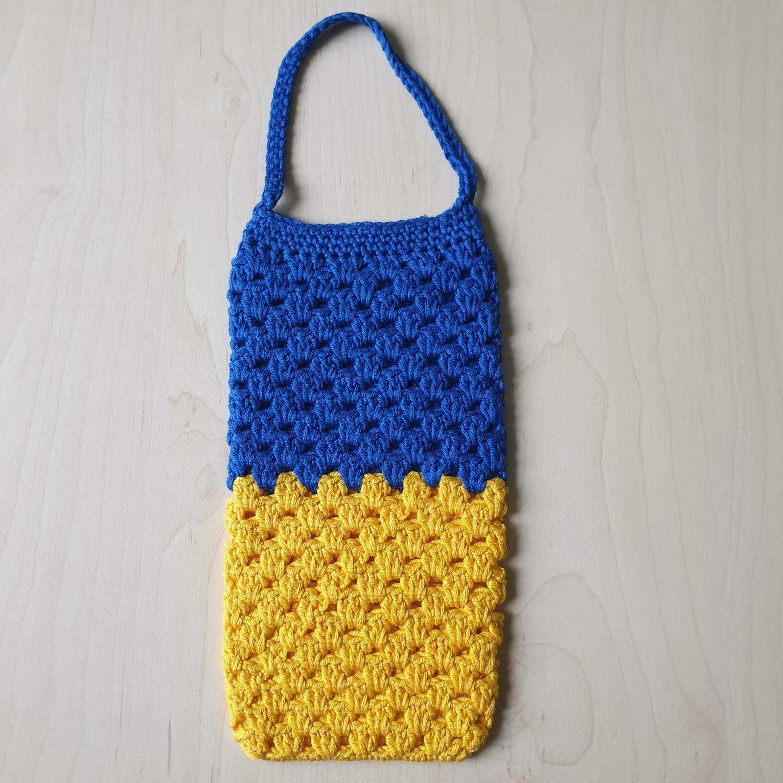 Жовто-блакитна сумочка-чохол, розмір 10х20, ручної роботи