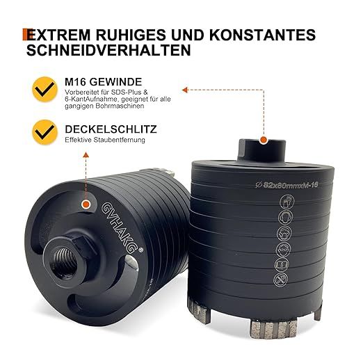 Diamentowa koronka wiertnicza GVHAKG 82 mm z wiertłem centrującym