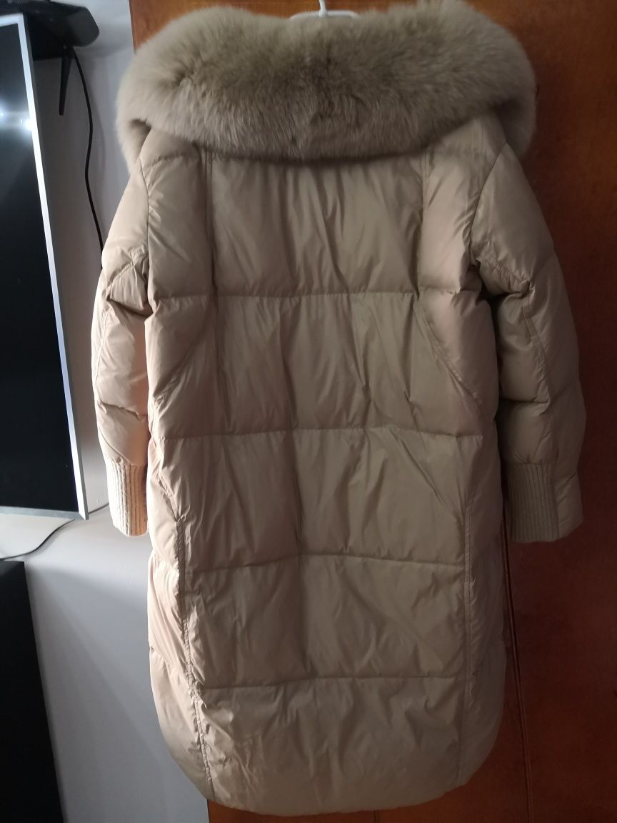 Płaszcz z futrem z lisa roz xl