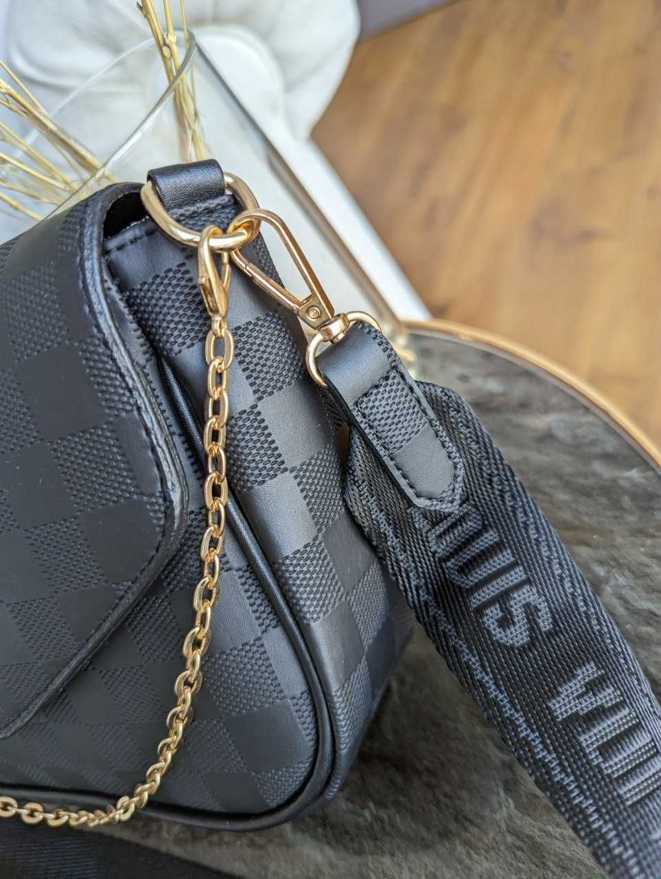 Жіноча сумочка ЛВ через плече чорна/Женская сумка/Louis Vuitton 2 в 1