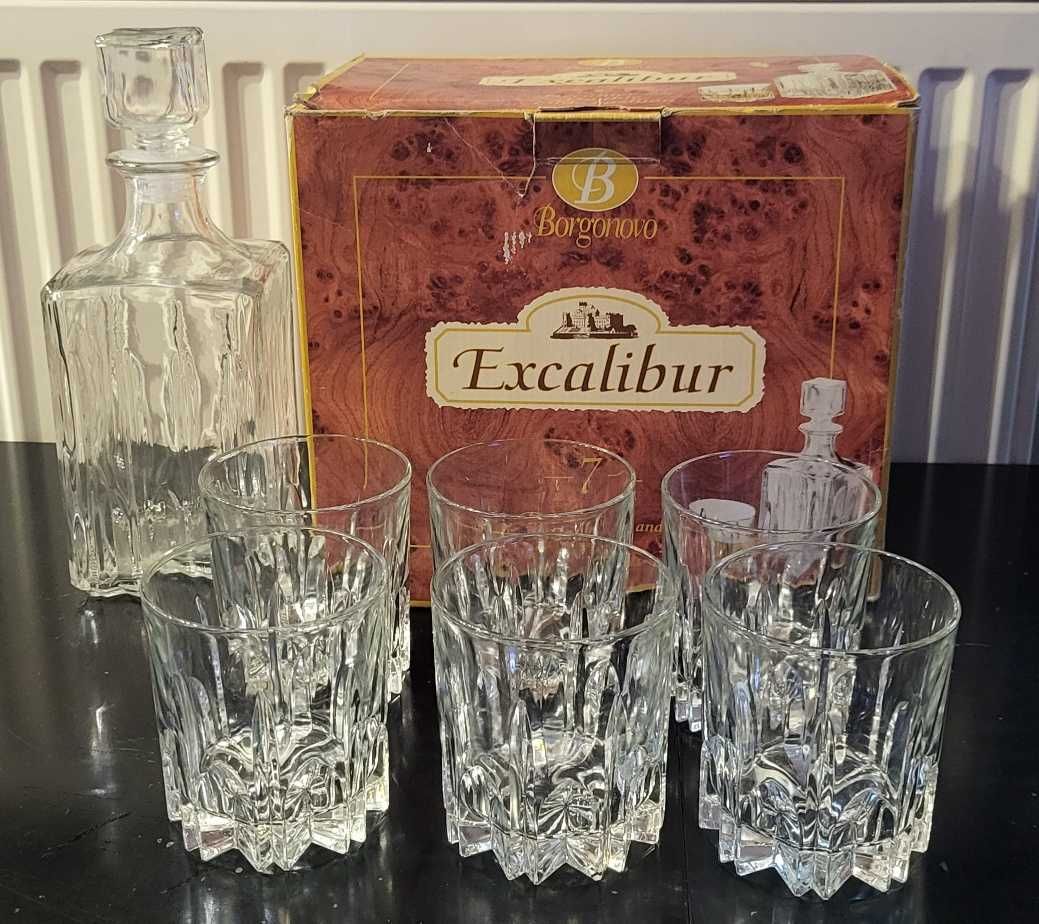 Borgonovo Excalibur zestaw szklanek do whisky z karafką