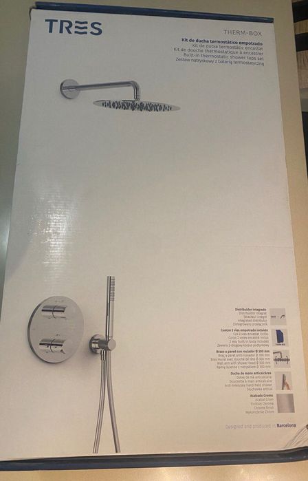 Zestaw prysznicowy Tres Therm-Box w kolorze stal