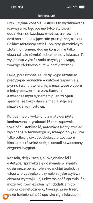 Toaletka biało srebrna