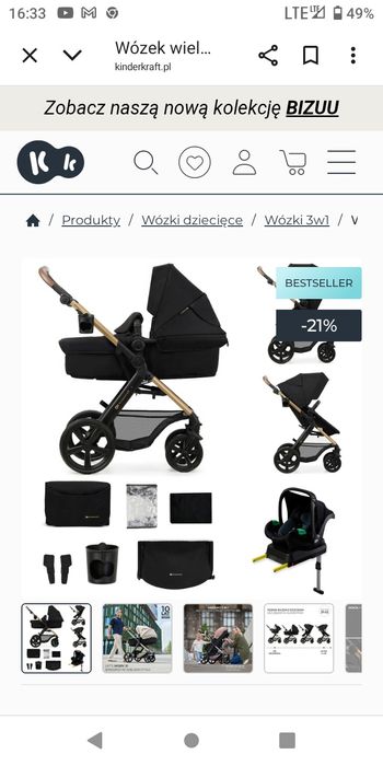 Wózek kindekraft 4w1