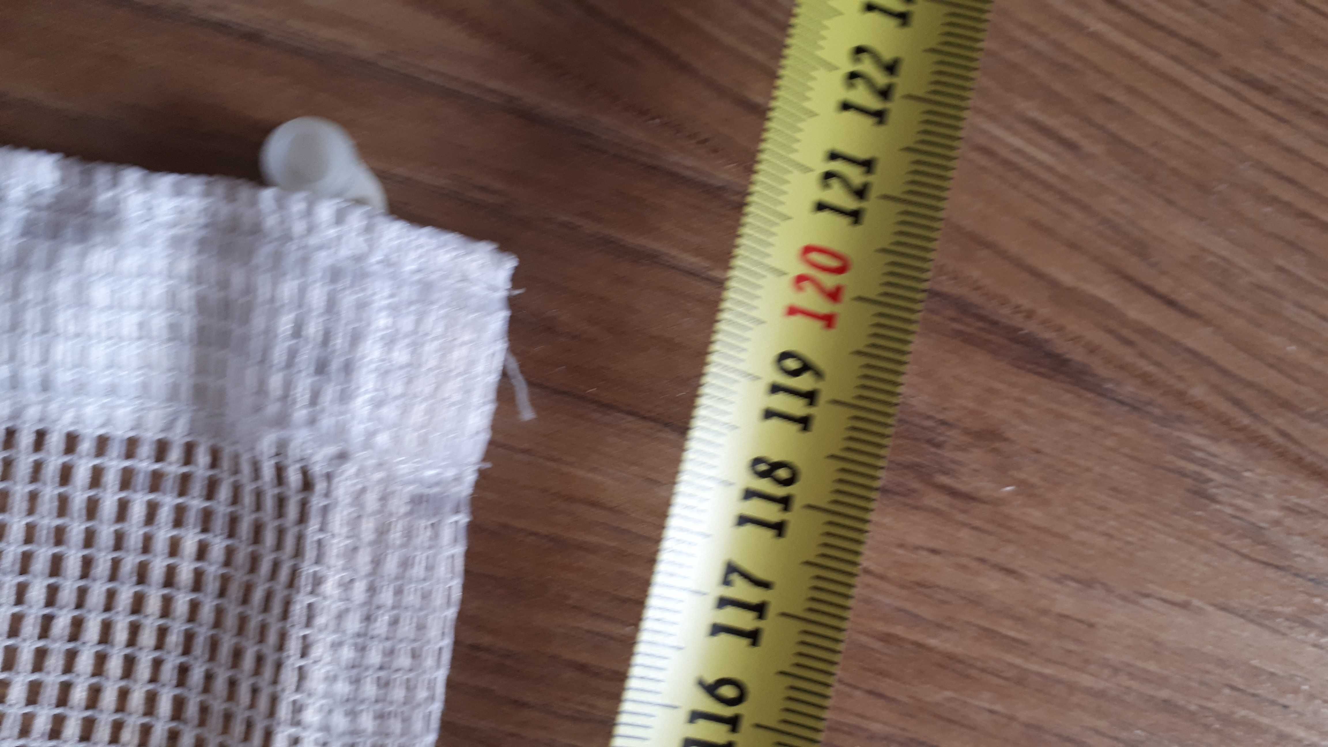 Firana biała wysokość 120 cm, długość 3,25 m, po zmarszczeniu 1,76 m