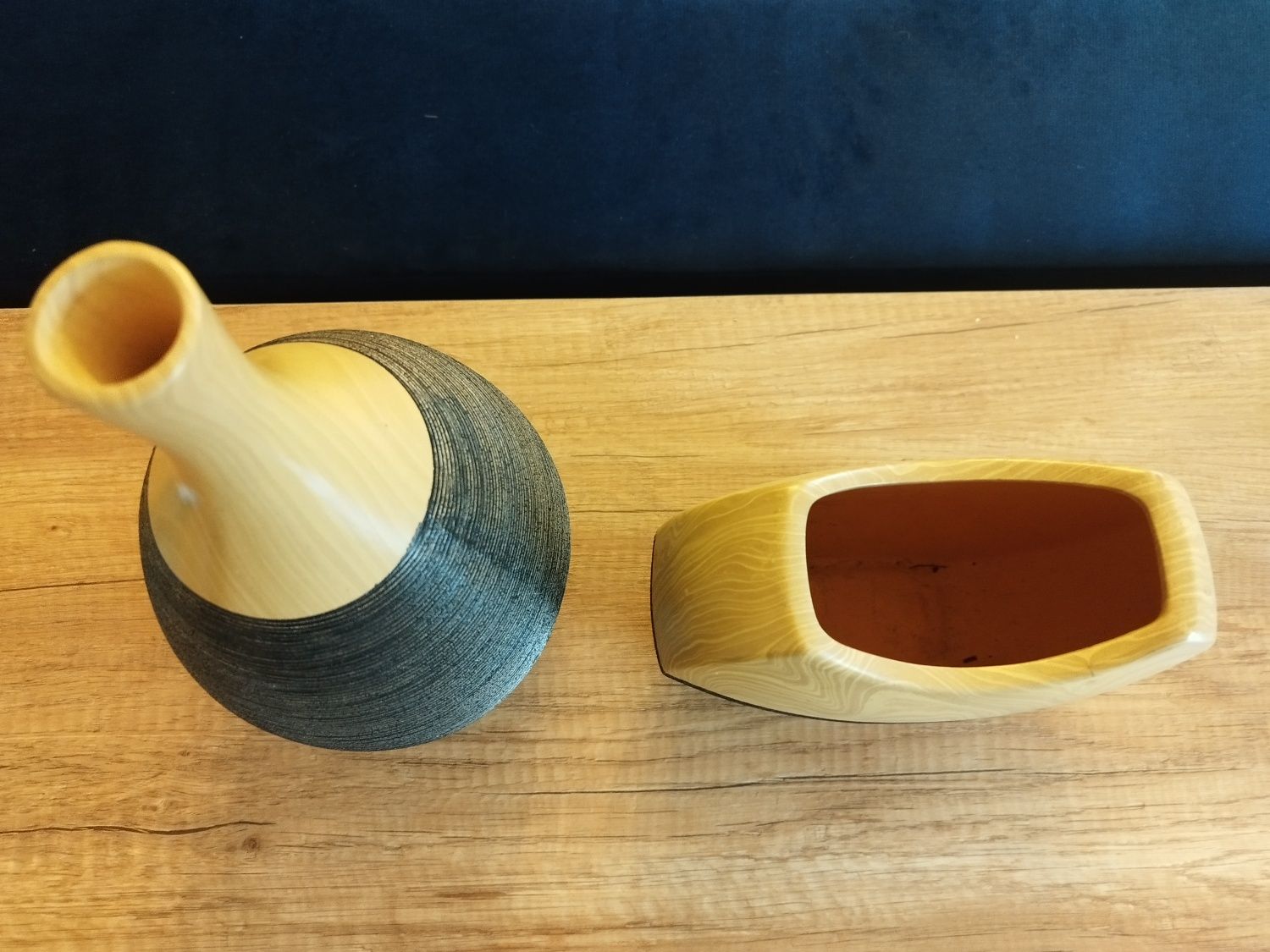 Wazon 2szt ozdoba ceramiczna loft beżowo czarny boho