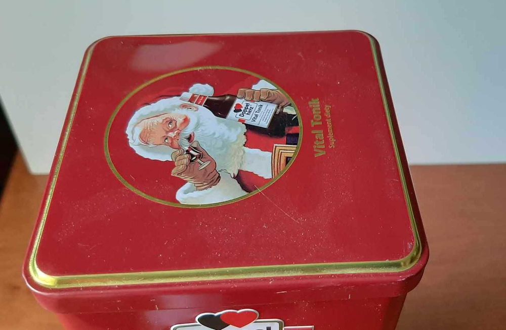 Metalowa puszka otwierana pudełko świąteczne z Mikołajem Doppel Herz