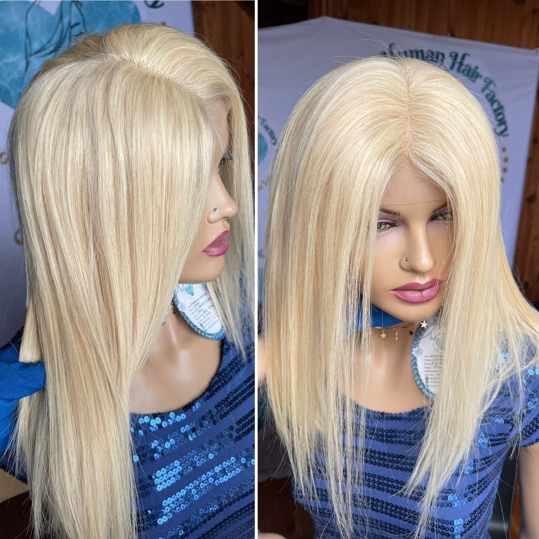 Натуральный парик имитация кожи славянские детские волосы Люкс блонд