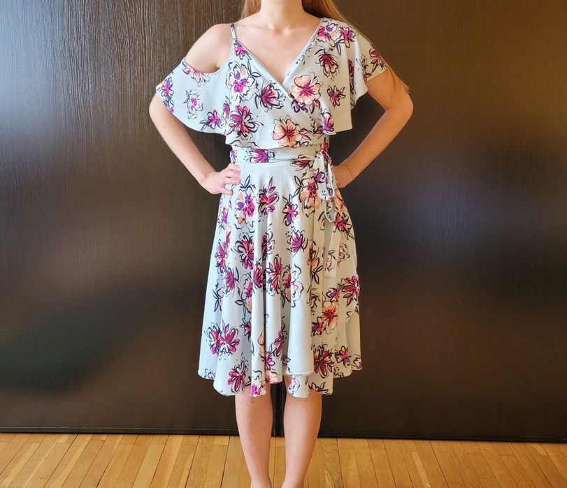 Sukienka błękitna na wesele, S i M