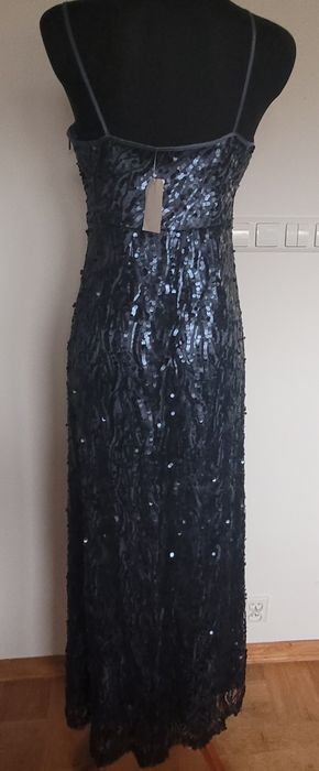 Dluga sukienka na ramiaczkach cekiny slub weseke bankiet wieczorowa  s
