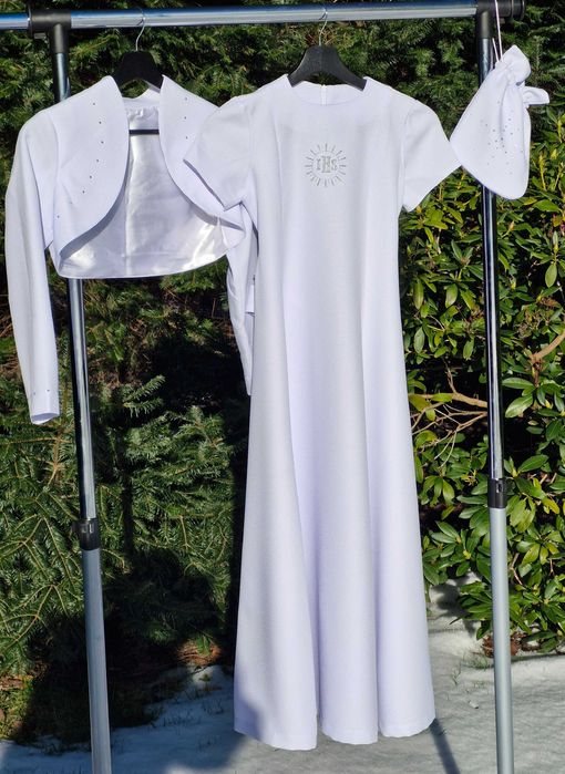 ALBA KOMUNIJNA dla dziewczynki - rozmiar 146 - z BOLERKIEM i TOREBKĄ