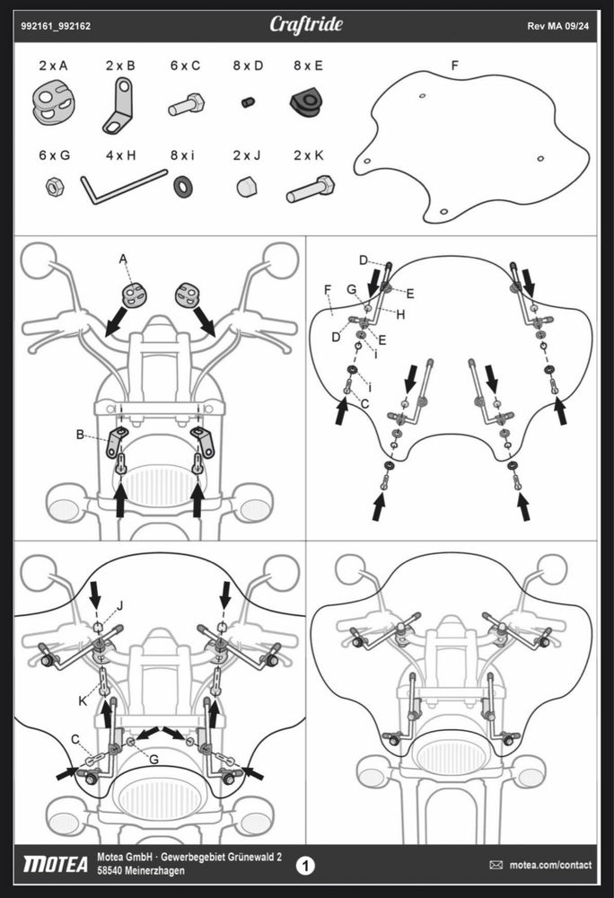 Para brisa moto custom batwing