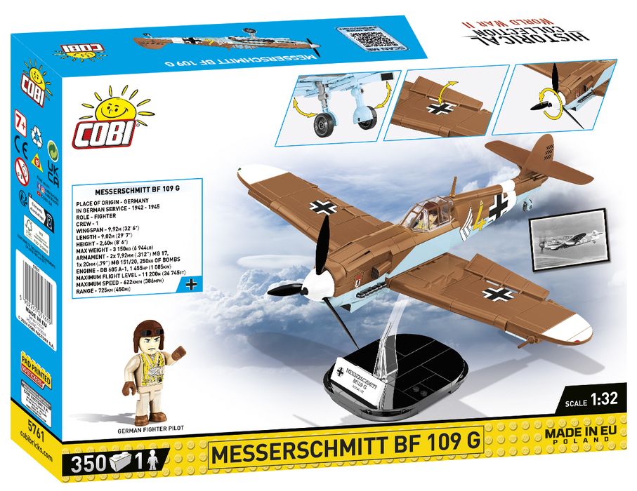 Klocki Cobi 5761 Samolot Messerschmitt Bf 109 Gustav Hc Ww2 350 El.