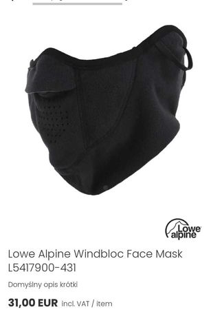 S/М флисовая треккинговая маска для лица Lowe Alpine Polartec Windbloc