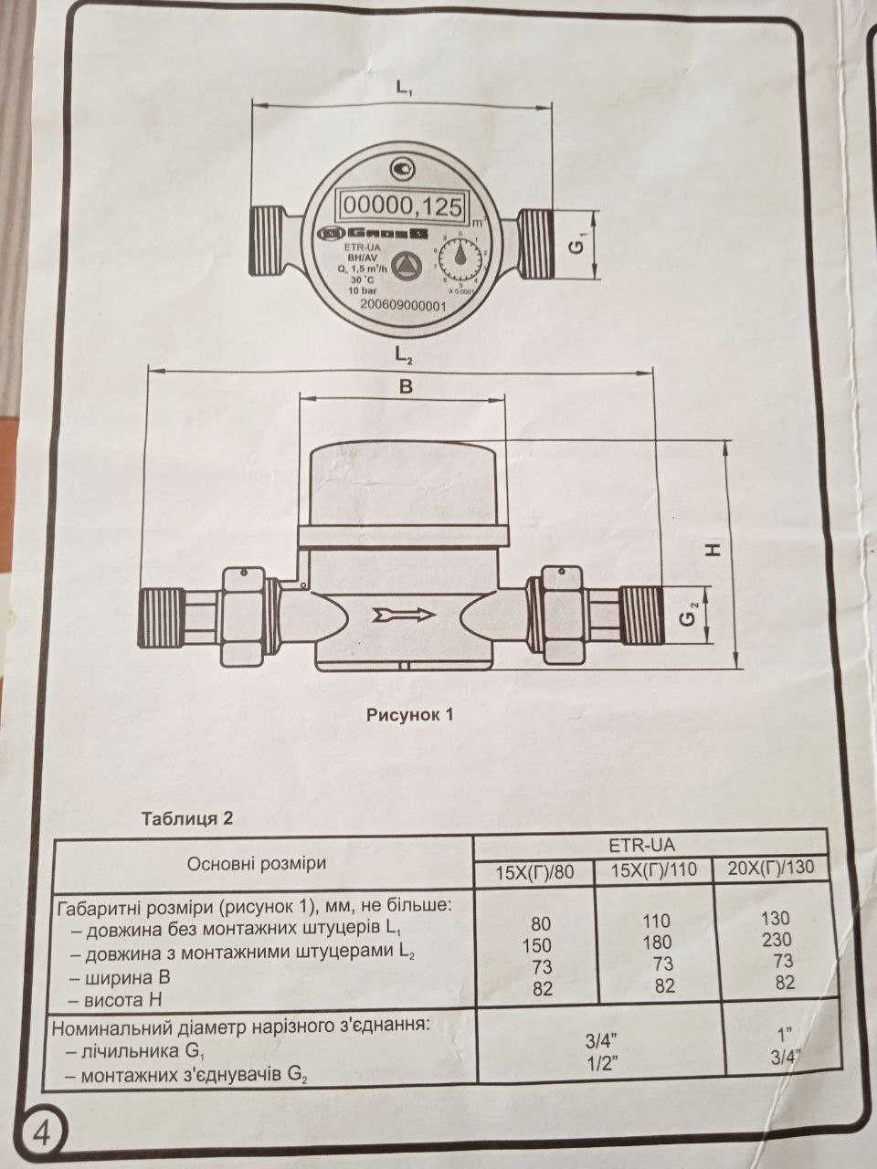 Лічильник/счетчик/водомер ETR GROSS/Гросс з документами 3/4" - 500 грн